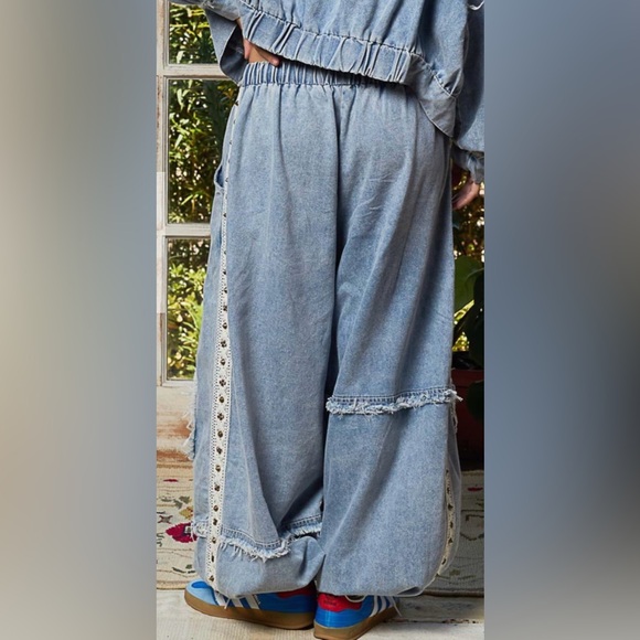 POL jogger pants in double gauze with trim and stud, vintage washing, - Picture 5 of 6